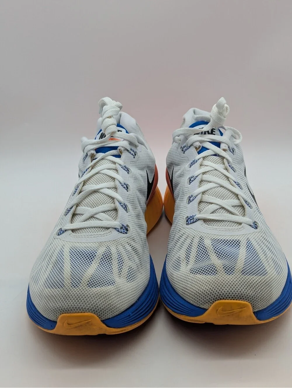 Nike LunarGlide 6 White Blue Orange Mens Size 10.5 Running Shoes 2014 654433-101